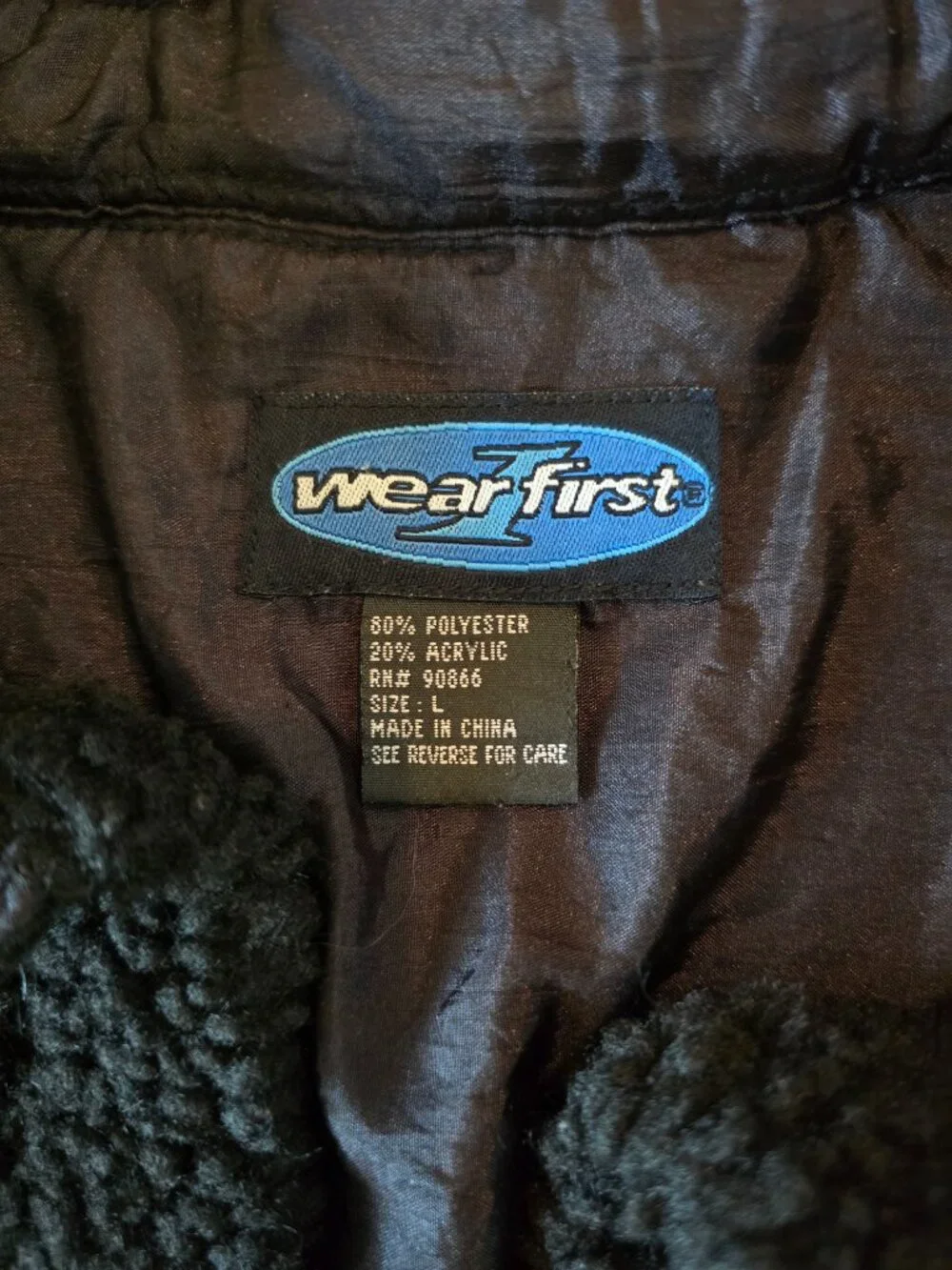 Wear First Men's Large Black Sherpa Fleece Button Down Shirt Jacket